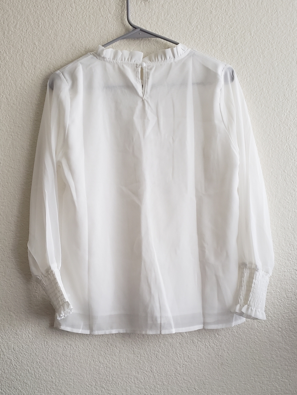 Sheer White Ruffle Blouse - Picture 2 of 12